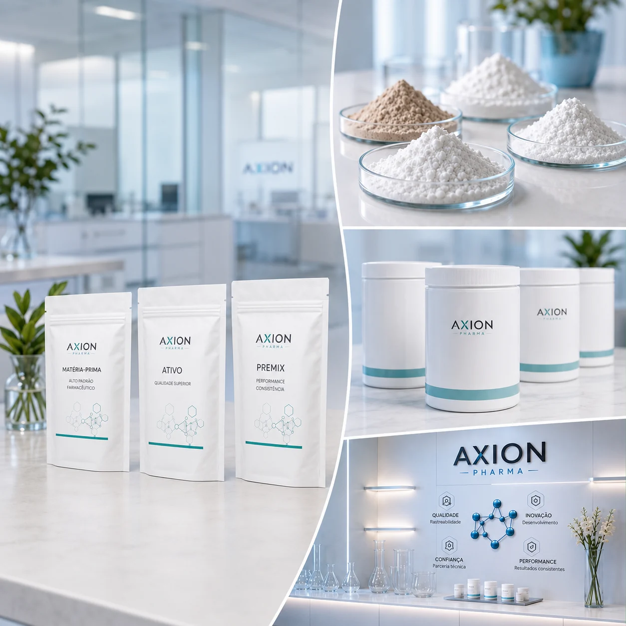 Linha de potes de ativos e matérias-primas AXION PHARMA