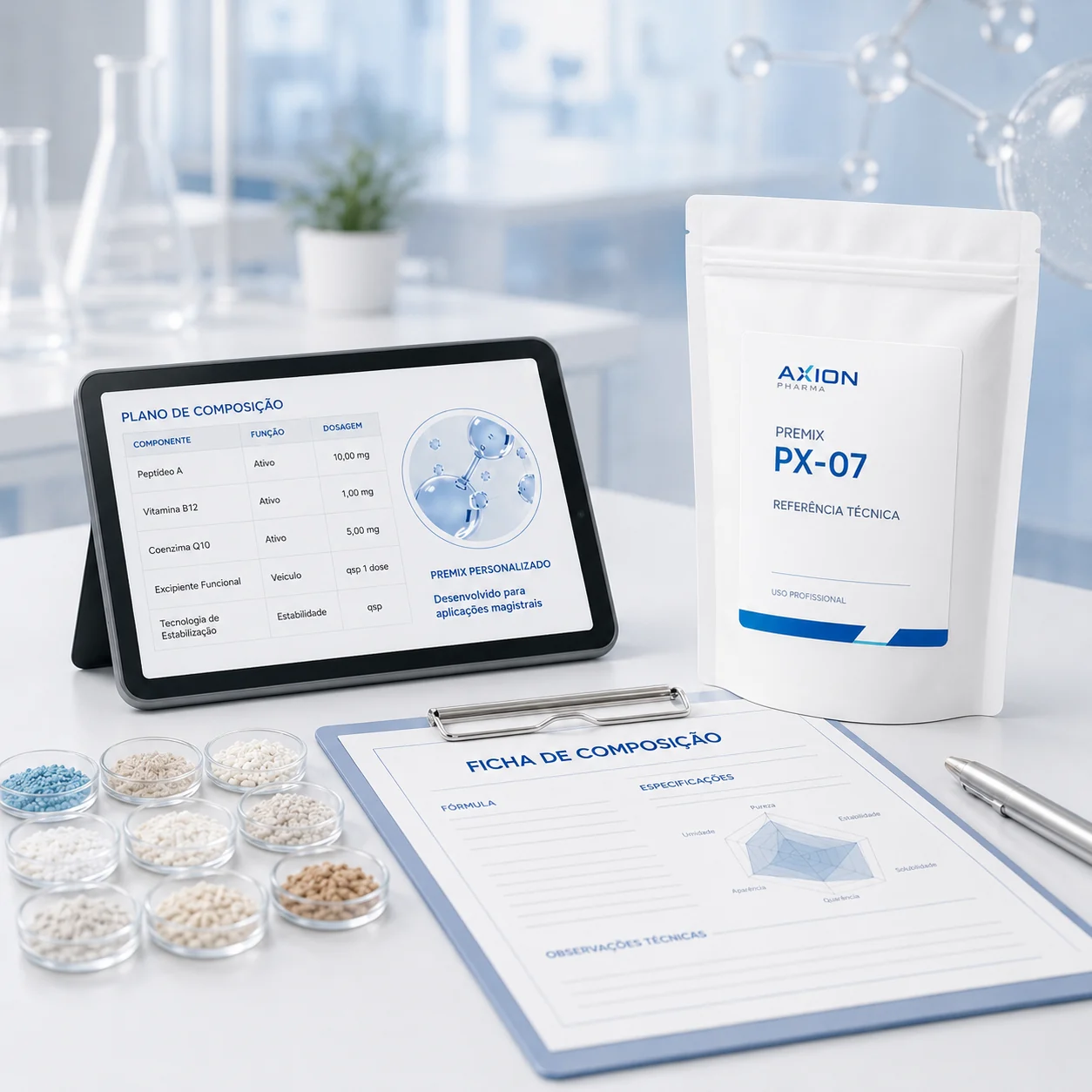 Embalagem fracionada AXION PHARMA com identificação de lote